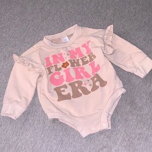 Pink and Brown In My Flower Girl Era Baby Onesie 3-6 month long sleeve